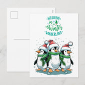Prettig kerstfeest met pinguïns feestdagenkaart (Voorkant / Achterkant)