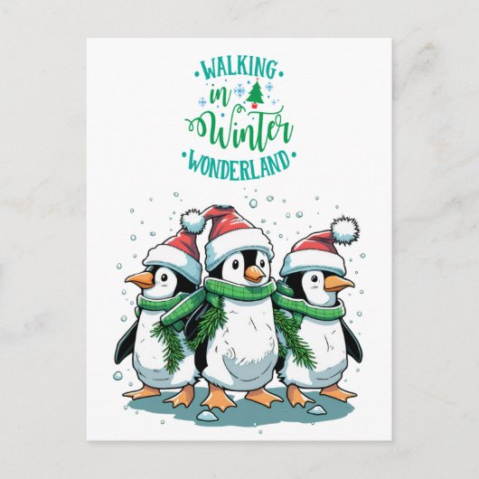 Prettig kerstfeest met pinguïns feestdagenkaart (Voorkant)