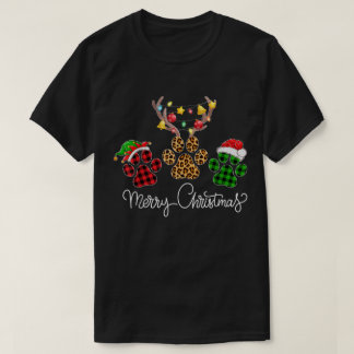 Prettig kerstfeest met pootafdrukken ontwerp t-shirt