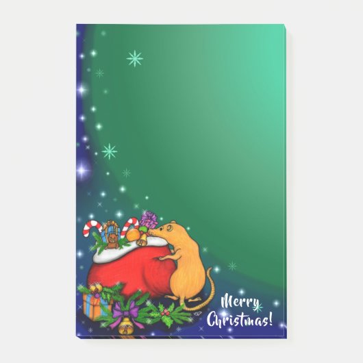 Prettig kerstfeest met Rat Prince Post-it® Notes (Voorkant)