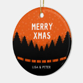 Prettig Kerstfeest met retro bos Keramisch Ornament (Links)