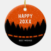 Prettig Kerstfeest met retro bos Keramisch Ornament (Achterkant)