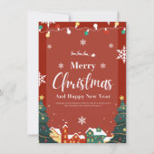 Prettig kerstfeest met rode decoratie uitnodiging (Voorkant)