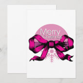 Prettig kerstfeest met roze strik kaart (Voorkant / Achterkant)