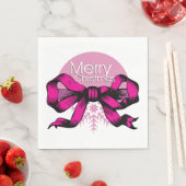 Prettig kerstfeest met roze strik servet (Insitu)