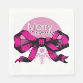 Prettig kerstfeest met roze strik servet (Voorkant)
