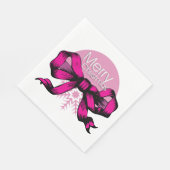 Prettig kerstfeest met roze strik servet (Hoek)