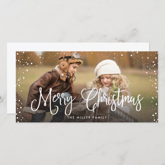 Prettig kerstfeest met sneeuw feestdagenkaart (Voorkant / Achterkant)