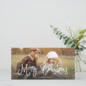 Prettig kerstfeest met sneeuw feestdagenkaart (Staand voorkant)