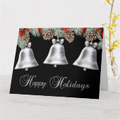 Prettig kerstfeest met zilverkleurige belletjes en kaart (Gele Bloem)