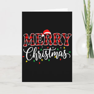 Prettig kerstfeest met zwart en rood geruit famili kaart