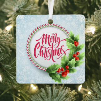 Prettig kerstfeest metalen ornament