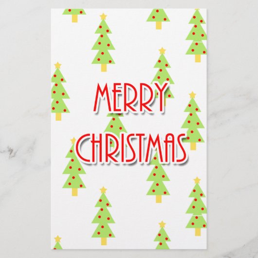 prettig kerstfeest mid century modern kerstbomen briefpapier (Voorkant)