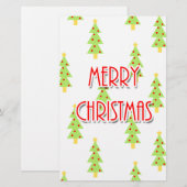 prettig kerstfeest mid century modern kerstbomen briefpapier (Voorkant / Achterkant)