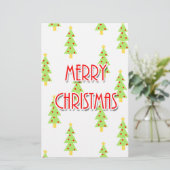 prettig kerstfeest mid century modern kerstbomen briefpapier (Staand voorkant)