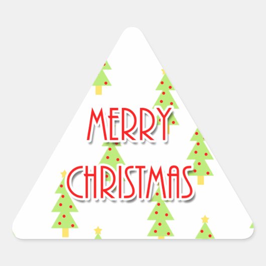 prettig kerstfeest mid century modern kerstbomen sticker (Voorkant)