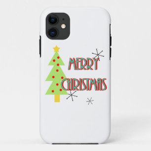 prettig kerstfeest mid century modern kerstboom ro iPhone 11 hoesje