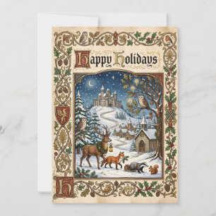 Prettig Kerstfeest Middeleeuws Vintage Feestdagenkaart