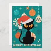 Prettig kerstfeest Midden-eeuwse moderne kat met k Feestdagenkaart (Voorkant / Achterkant)