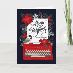 Prettig kerstfeest mijn dochter   Oude typemachine Kaart