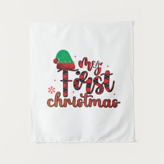Prettig Kerstfeest Mijn Eerste Kerstmis Wandkleed (Voorkant)