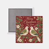 Prettig kerstfeest mijn liefde Tortelduiven Hulst Magneet (Voorkant / Achterkant)