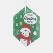 Prettig kerstfeest Mimi Pinguïn Glas Ornament (Voorkant links)