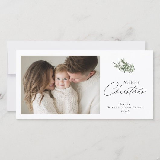 Prettig Kerstfeest Minimaal Kerstboeket Feestdagenkaart (Voorkant)