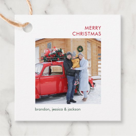 Prettig kerstfeest Minimale foto Bedankjes Labels (Voorkant)