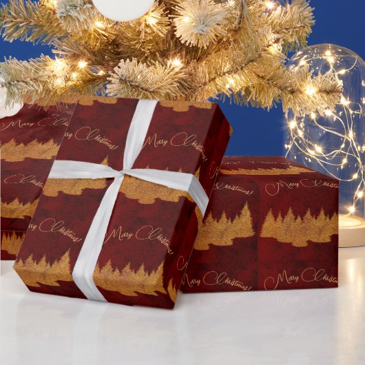 Prettig kerstfeest - minimalistisch - gouden denne cadeaupapier (Feestdagen)