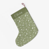 Prettig kerstfeest Minimalistisch Groen Kleine Kerstsok (Achterkant (Hangend))
