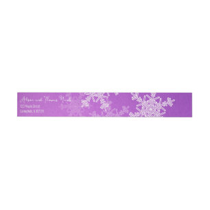 Prettig kerstfeest Minimalistische paarse sneeuwvl Adreslabel Wikkel