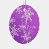 Prettig kerstfeest Minimalistische paarse sneeuwvl Keramisch Ornament (Rechts)