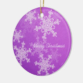 Prettig kerstfeest Minimalistische paarse sneeuwvl Keramisch Ornament (Links)