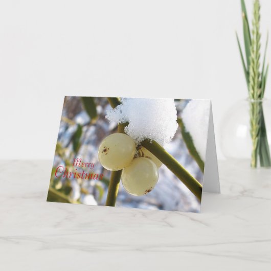 Prettig kerstfeest(Mistletoe bessen) Feestdagen Kaart (Voorkant)