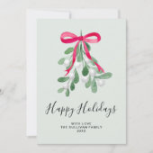 Prettig Kerstfeest Mistletoe Groen Feestdagenkaart (Voorkant)