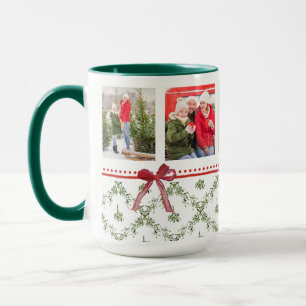 Prettig Kerstfeest Mistletoe Rode Strik Familie Fo Mok