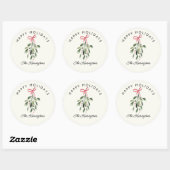 Prettig Kerstfeest Mistseltoe Aangepaste Familiena Ronde Sticker (Vel)
