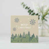 Prettig kerstfeest Mod Village Green Feestdagenkaart (Staand voorkant)