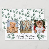 Prettig kerstfeest Modern dennenaald 3 foto collag Feestdagenkaart (Voorkant / Achterkant)