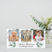 Prettig kerstfeest Modern dennenaald 3 foto collag Feestdagenkaart (Staand voorkant)