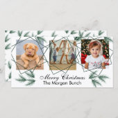 Prettig kerstfeest Modern dennennaald 3 foto-colla Feestdagenkaart (Voorkant / Achterkant)