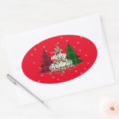 Prettig kerstfeest modern & elegant  ovale sticker (Envelop)