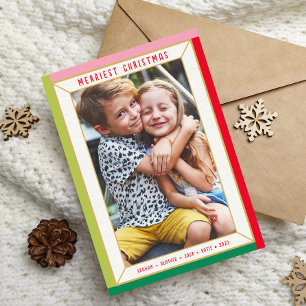 PRETTIG KERSTFEEST modern foto kleur blok rand Feestdagenkaart