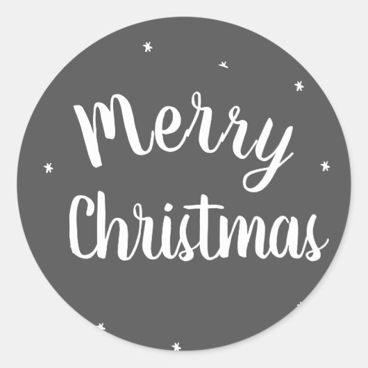 Prettig kerstfeest modern grijs ronde sticker (Voorkant)