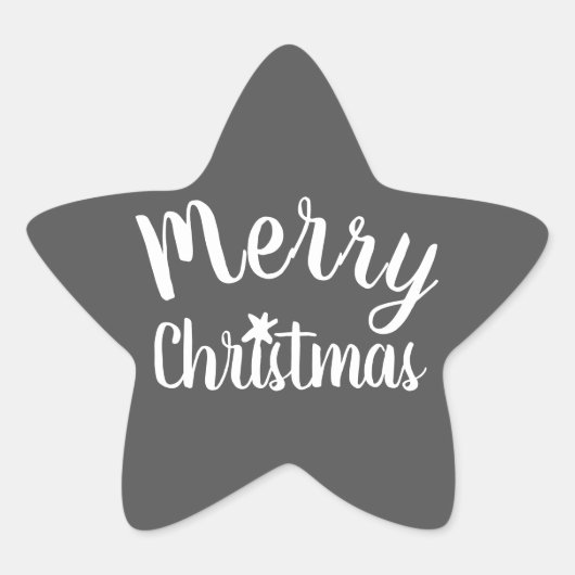 Prettig kerstfeest modern grijs ster sticker (Voorkant)