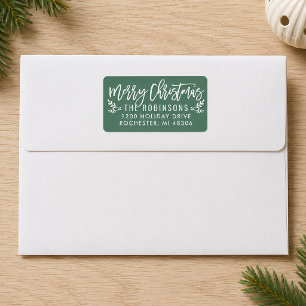 Prettig Kerstfeest Modern Groene Tak Adres Etiket
