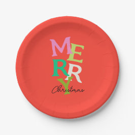 Prettig kerstfeest Modern Helder Vakantie Papieren Bordje