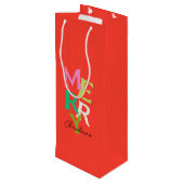 Prettig kerstfeest Modern Helder Vakantie Wijn Cadeautas (Achterkant Gekanteld)