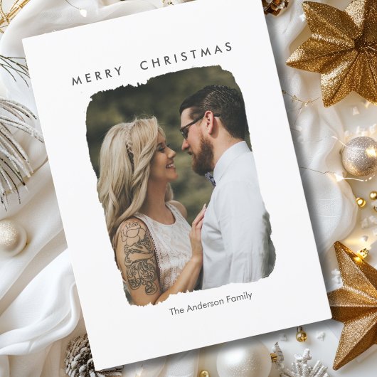 Prettig kerstfeest! Modern, minimaal plat kerstkaa Feestdagenkaart